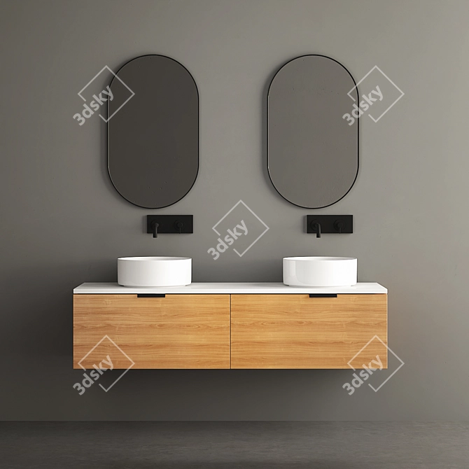 Sleek 1600mm Modern Bathroom Cabinet 3D model image 2