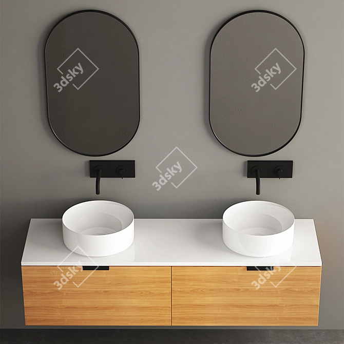 Sleek 1600mm Modern Bathroom Cabinet 3D model image 3