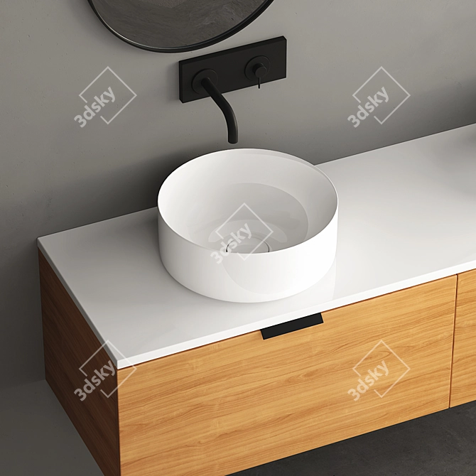 Sleek 1600mm Modern Bathroom Cabinet 3D model image 5