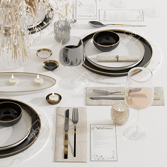 Elegant Tableware Set1: 2016 Edition 3D model image 3
