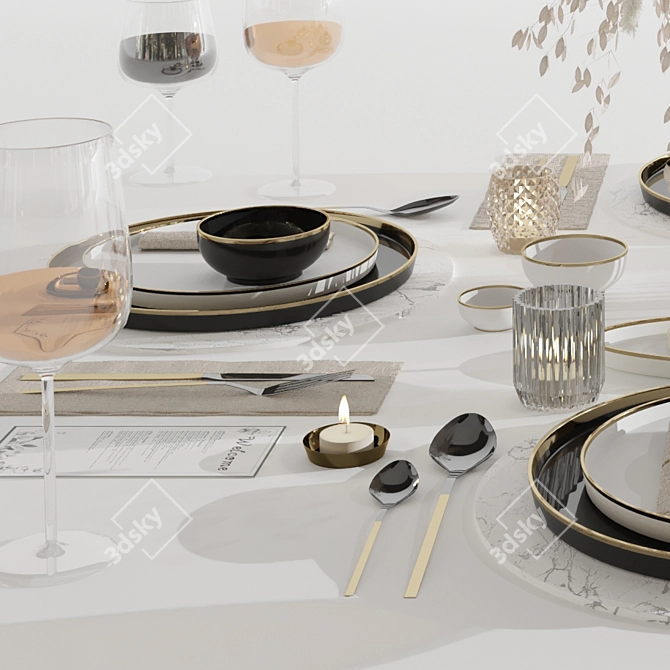 Elegant Tableware Set1: 2016 Edition 3D model image 4