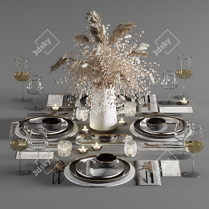 Elegant Tableware Set1: 2016 Edition 3D model image 6
