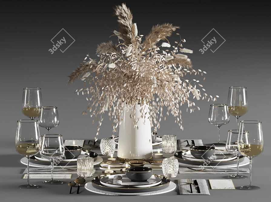 Elegant Tableware Set1: 2016 Edition 3D model image 8