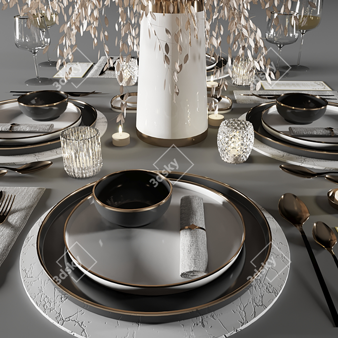 Elegant Tableware Set1: 2016 Edition 3D model image 10