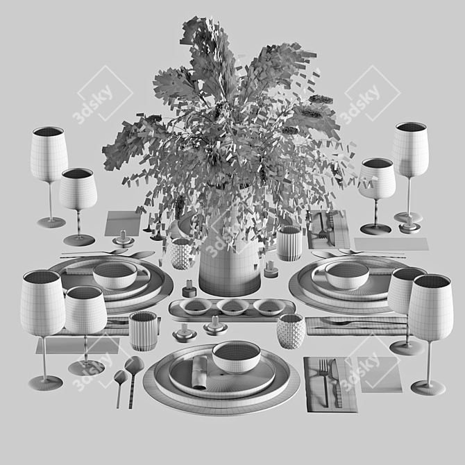 Elegant Tableware Set1: 2016 Edition 3D model image 11