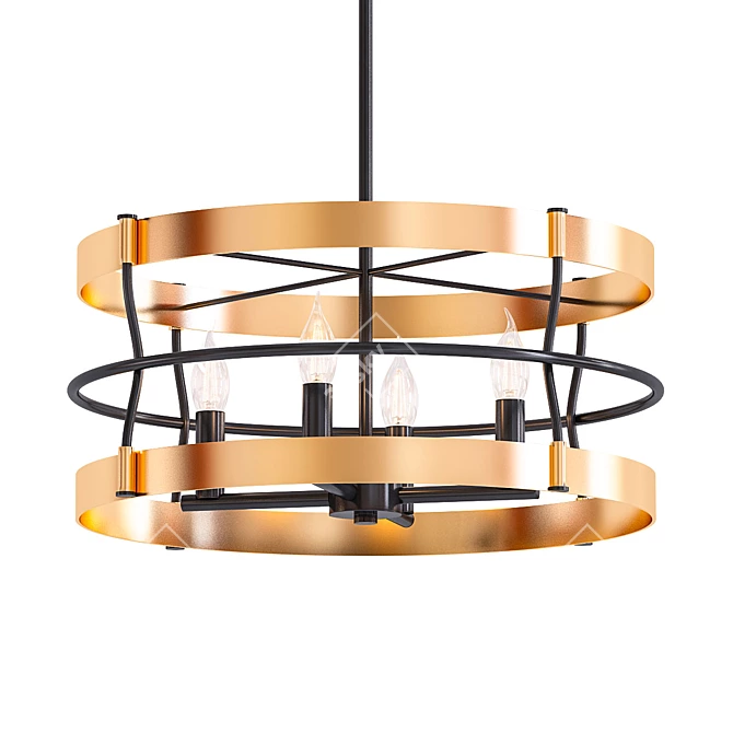 Stunning Stauton Chandelier: 4-Light Beauty 3D model image 1