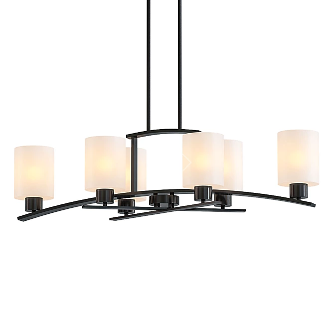 Elegant 6-Light Shaded Chandelier 3D model image 1