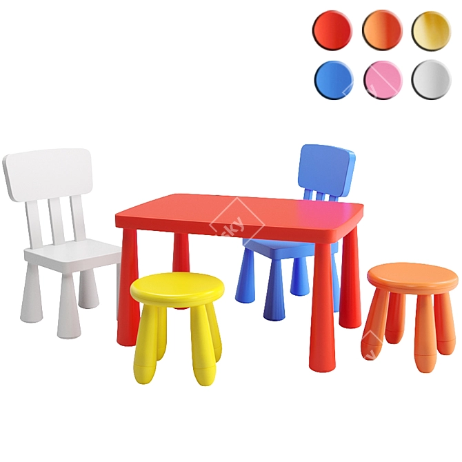 Mammut Kids Table Set 3D model image 6