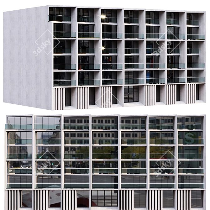 Elegant Residential Building Design 3D model image 1