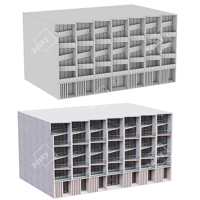 Elegant Residential Building Design 3D model image 3
