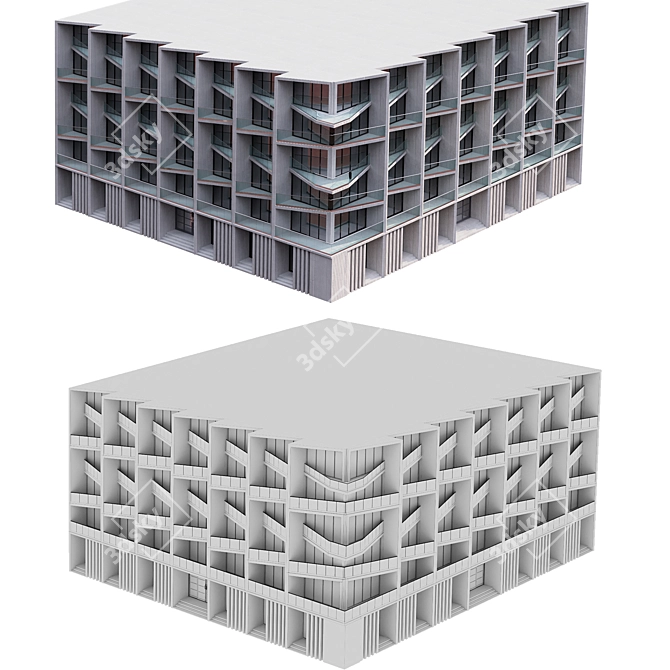 Parametric Residential Building Design 3D model image 4