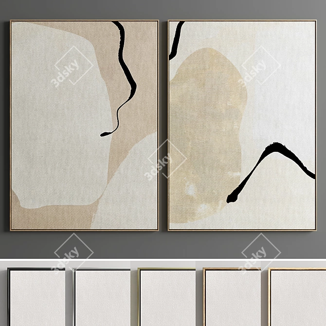 Modern Abstract Photo Frames - Set of 2 3D model image 1