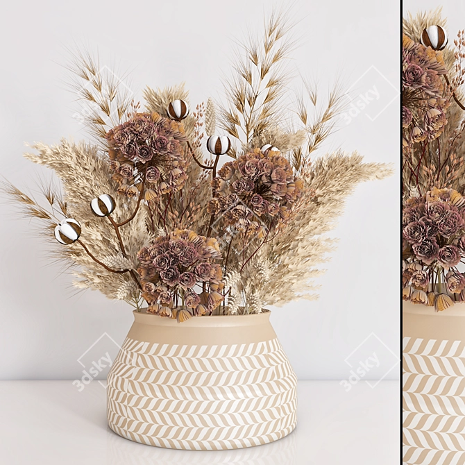 Elegant Dried Flower Bouquet 3D model image 1