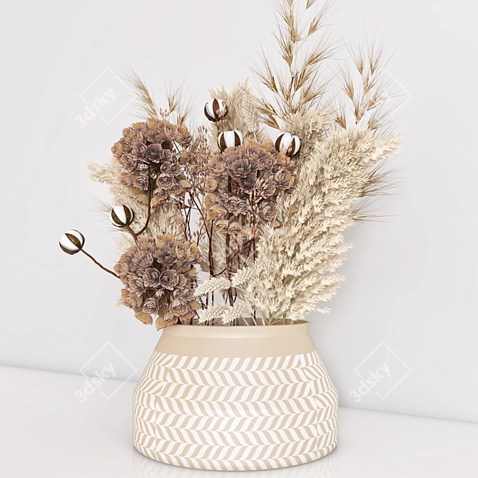 Elegant Dried Flower Bouquet 3D model image 2