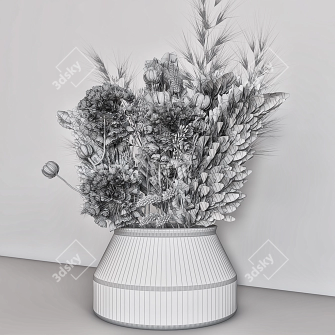 Elegant Dried Flower Bouquet 3D model image 3