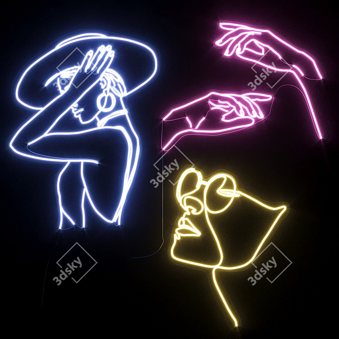 Customizable Glow: Neon Sign for Women 3D model image 1