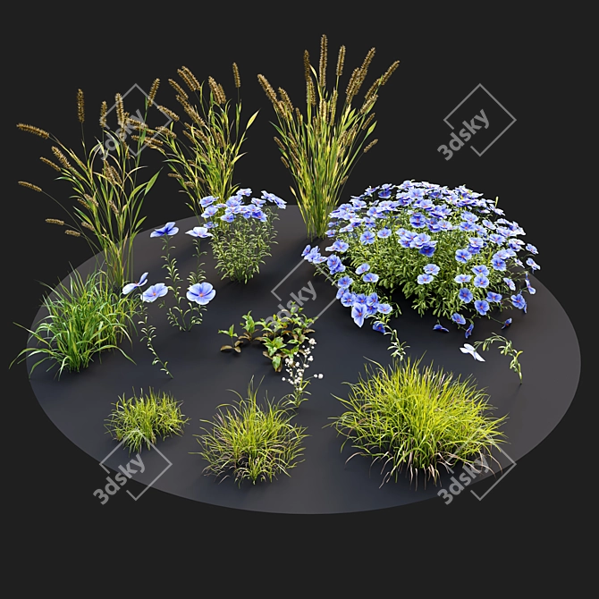 Lush Meadow Landscape with Varying Scattering 3D model image 4