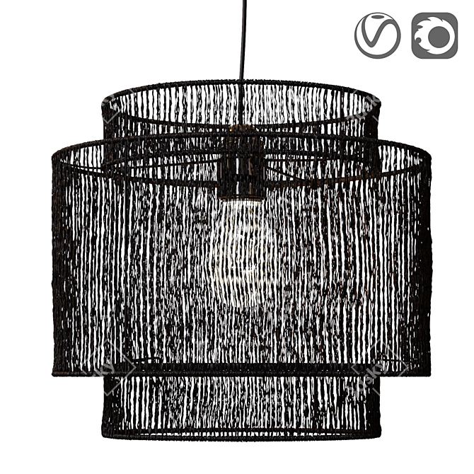 Rustic Hemp Lamp, Yaku 3D model image 1