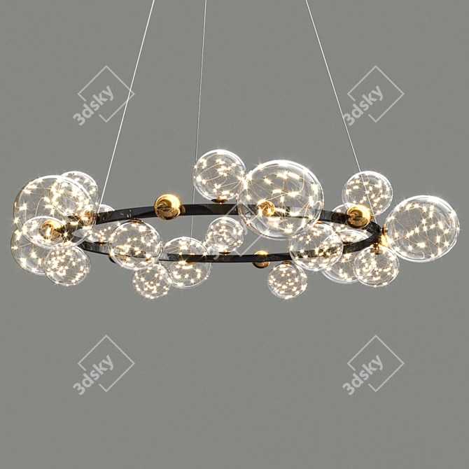 Luxurious LED Chandelier: Gold & Black 3D model image 3