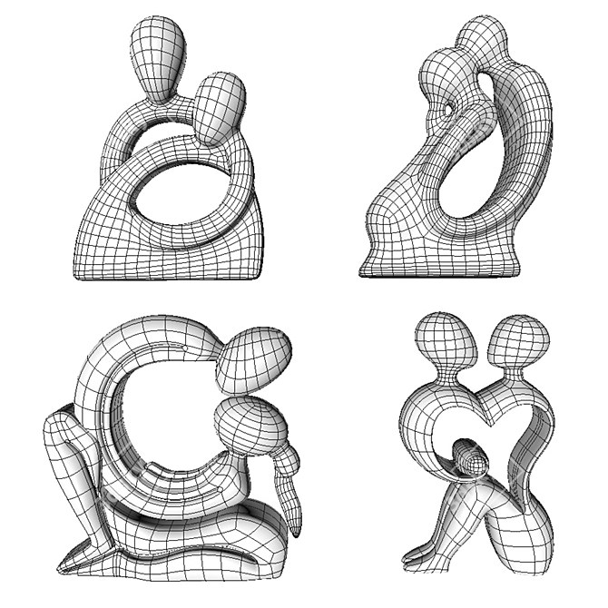 Eternal Love Sculpture Set 3D model image 4