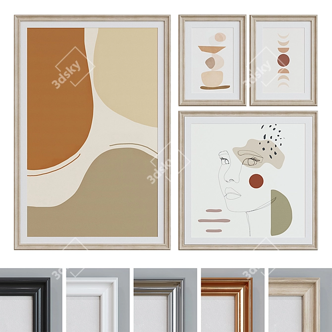 Modern Frame Set with Abstract Images 3D model image 1