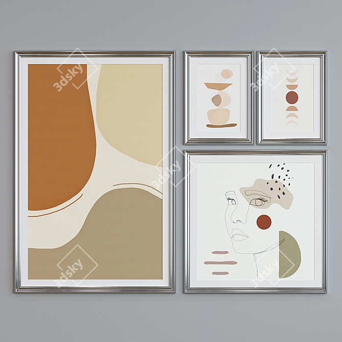 Modern Frame Set with Abstract Images 3D model image 3