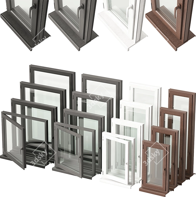 Sleek UPVC Double Glazed Window 3D model image 1