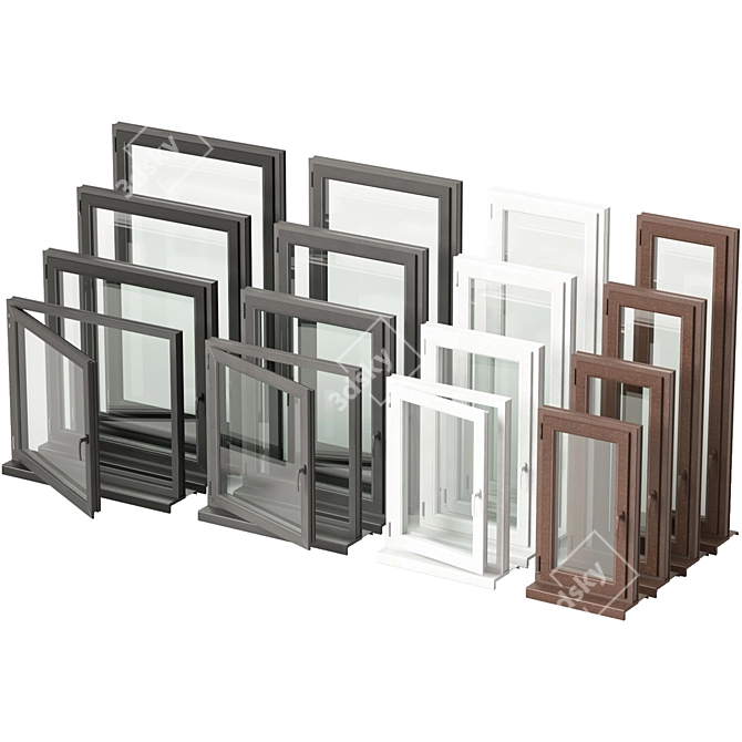 Sleek UPVC Double Glazed Window 3D model image 4