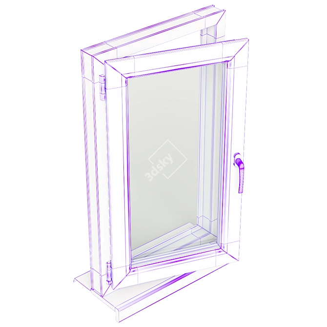 Sleek UPVC Double Glazed Window 3D model image 7