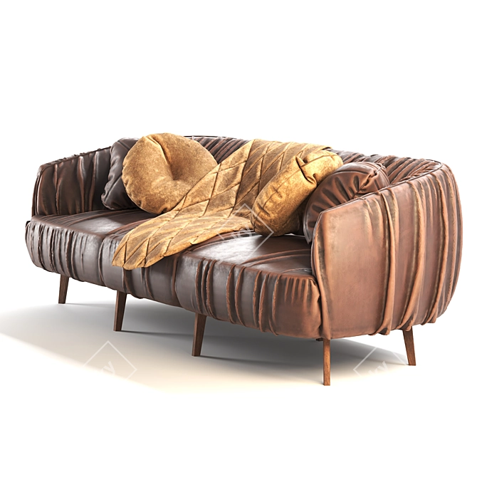 Elegant Leather Sofa Set 3D model image 13