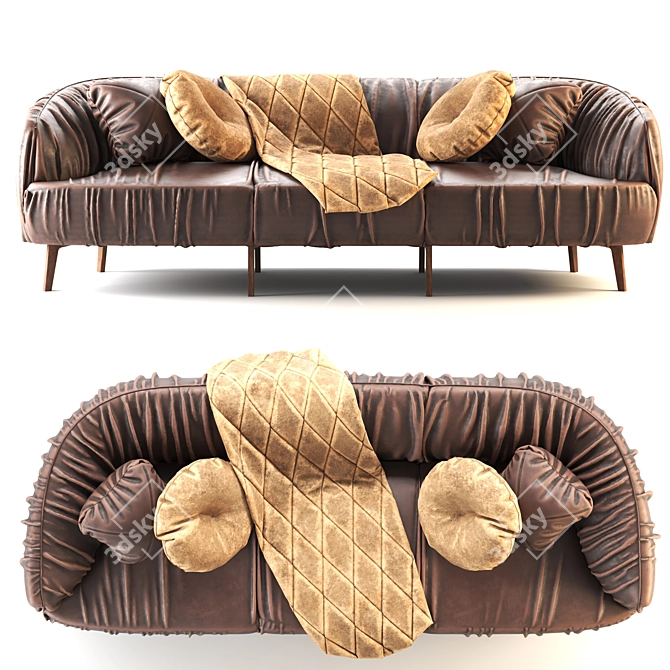 Elegant Leather Sofa Set 3D model image 14