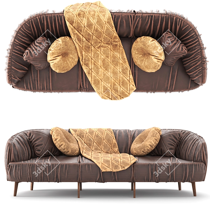 Elegant Leather Sofa Set 3D model image 4