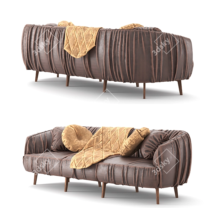 Elegant Leather Sofa Set 3D model image 6