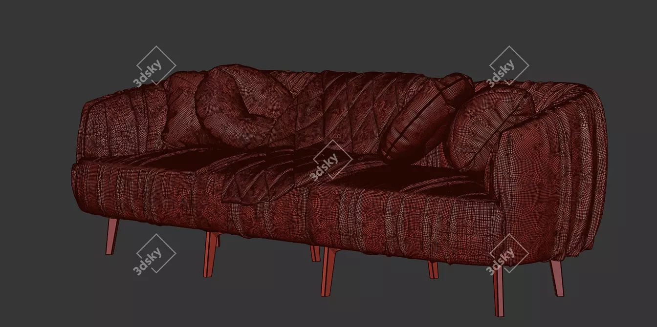 Elegant Leather Sofa Set 3D model image 7