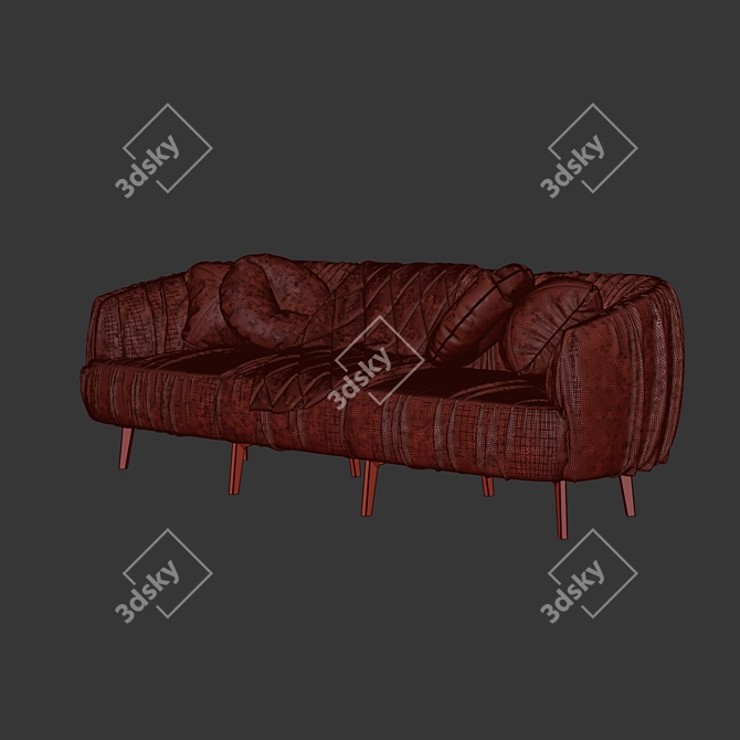 Elegant Leather Sofa Set 3D model image 8