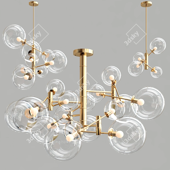 Unique Spherical Glass Chandelier 3D model image 1