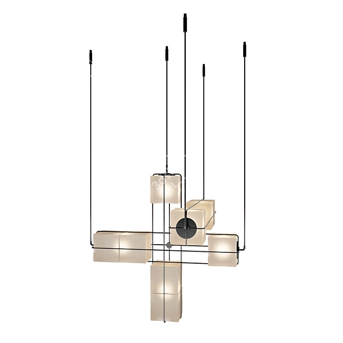 Elegant Marcos Line Chandelier 3D model image 1