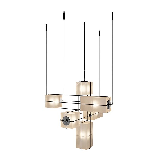 Elegant Marcos Line Chandelier 3D model image 2