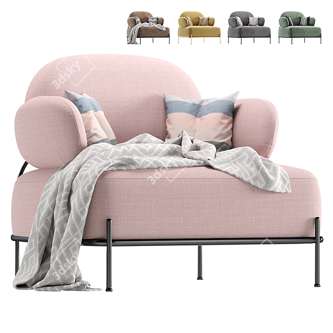 Coco Pink Armchair: Chic and Comfortable 3D model image 1