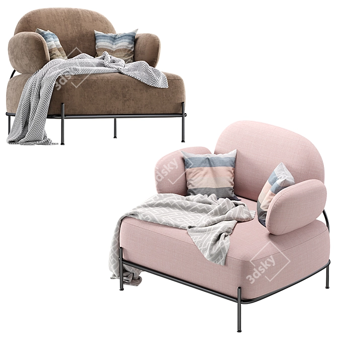 Coco Pink Armchair: Chic and Comfortable 3D model image 4