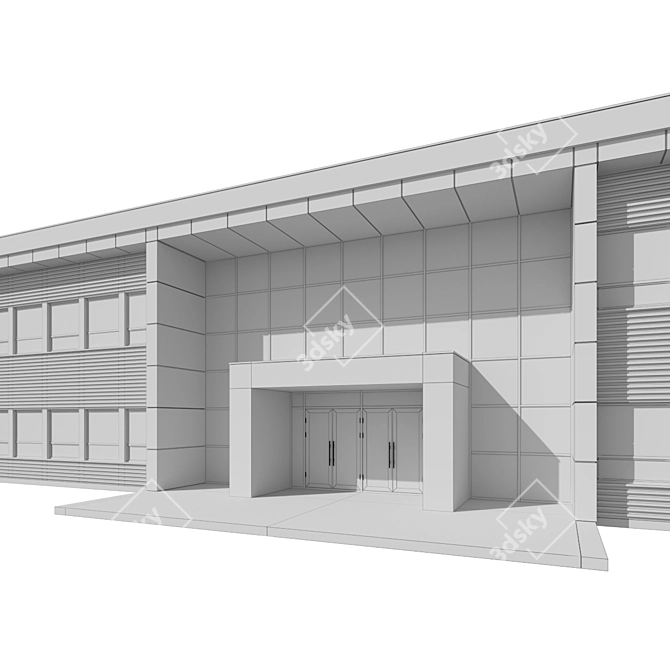 Modern Commercial Office Building 3D model image 3