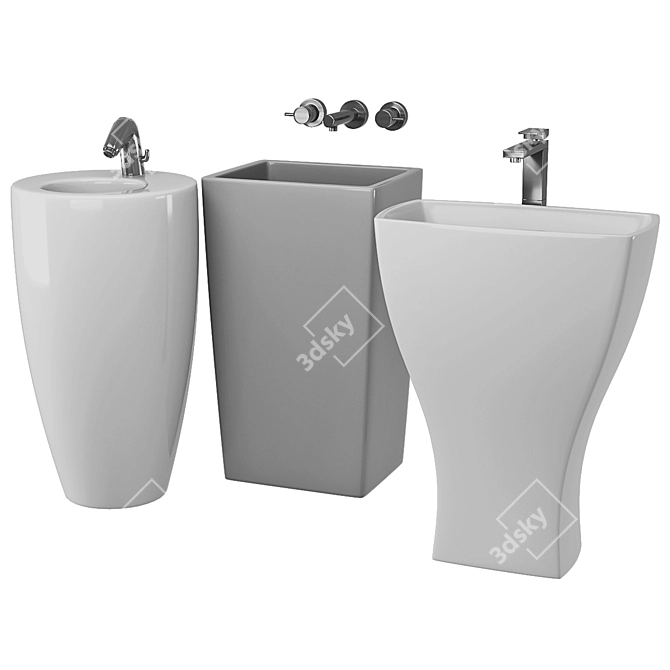 Modern Floor Washbasin Set 3: Oras, Laufen, Vitra 3D model image 1