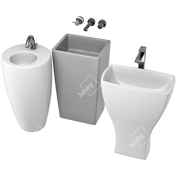 Modern Floor Washbasin Set 3: Oras, Laufen, Vitra 3D model image 2