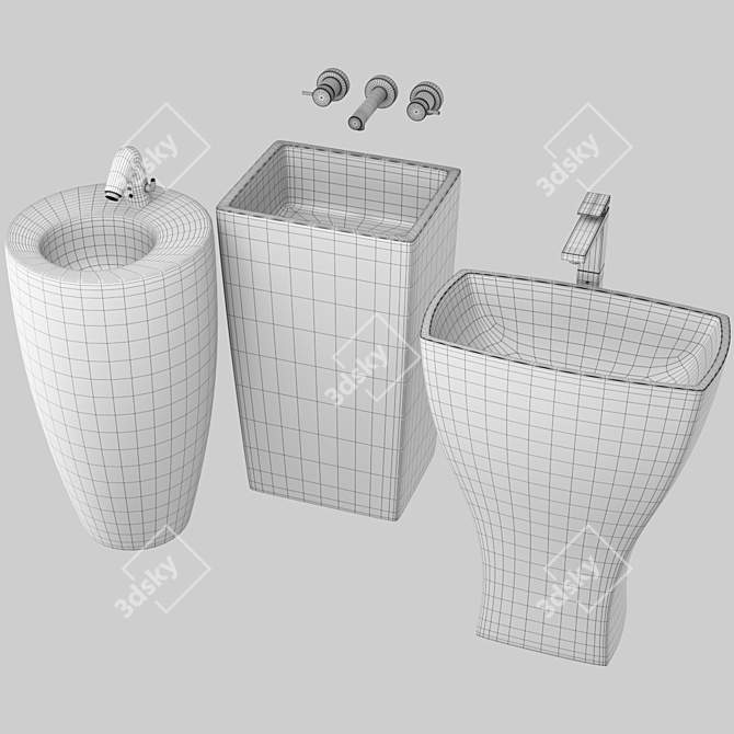 Modern Floor Washbasin Set 3: Oras, Laufen, Vitra 3D model image 3