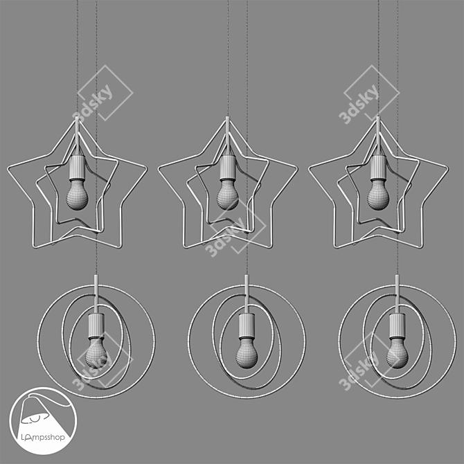 Gold Star Chandelier: Ø 32 cm 3D model image 2