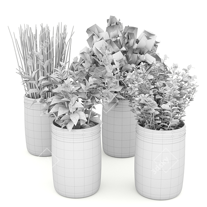 Botanical Bliss Kitchen Plants Set 3D model image 5