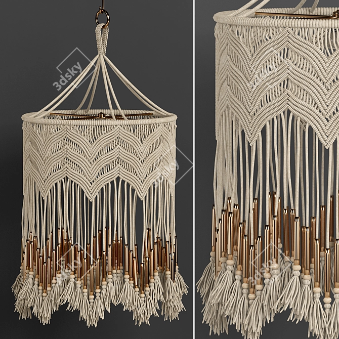 Boho Macrame Chandelier 3D model image 1