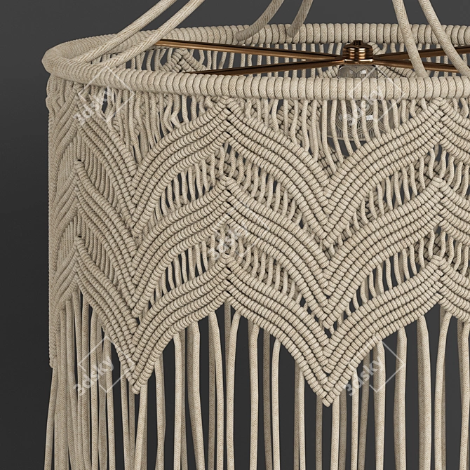 Boho Macrame Chandelier 3D model image 2