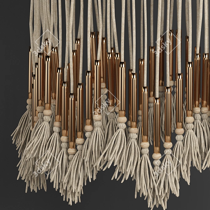 Boho Macrame Chandelier 3D model image 3