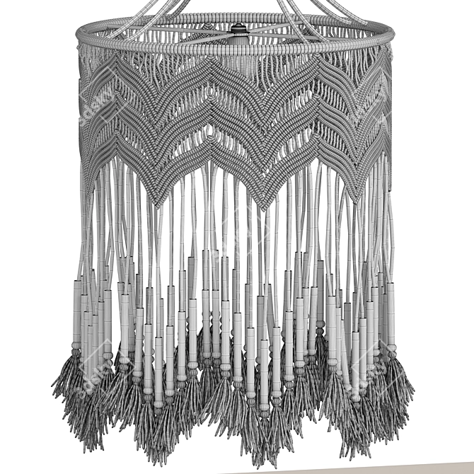 Boho Macrame Chandelier 3D model image 5